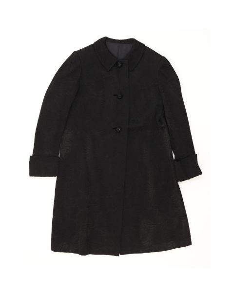 Vintage Overcoat UK 16 Large In Black Floral - view 1