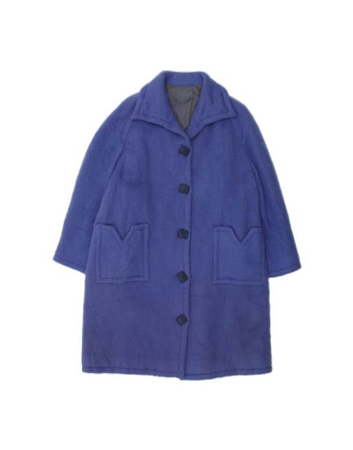 Vintage Overcoat UK 16 Large In Blue
