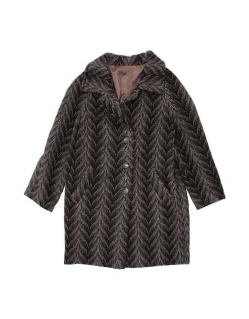 Vintage Overcoat UK 16 Large In Grey Ikat