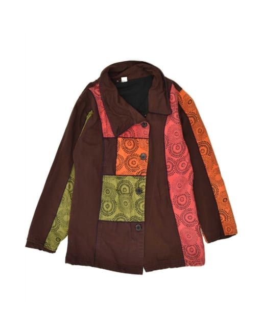 Vintage Overcoat UK 18 XL In Brown Colourblock