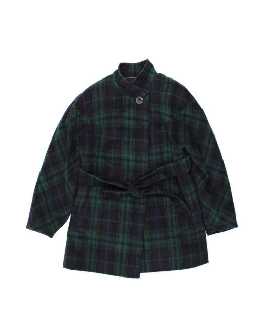 Vintage Overcoat UK 18 XL In Green Check