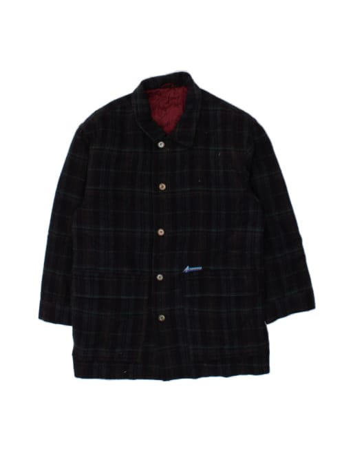 Vintage Overcoat UK 36 Small In Green Check