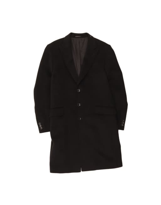 Vintage Overcoat UK 38 Medium In Black Wool