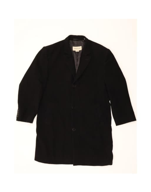 Vintage Overcoat UK 40 Large In Black Wool