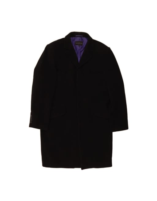 Vintage Overcoat UK 40 Large In Black Wool