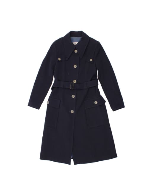 Vintage Overcoat UK 6 XS In Blue