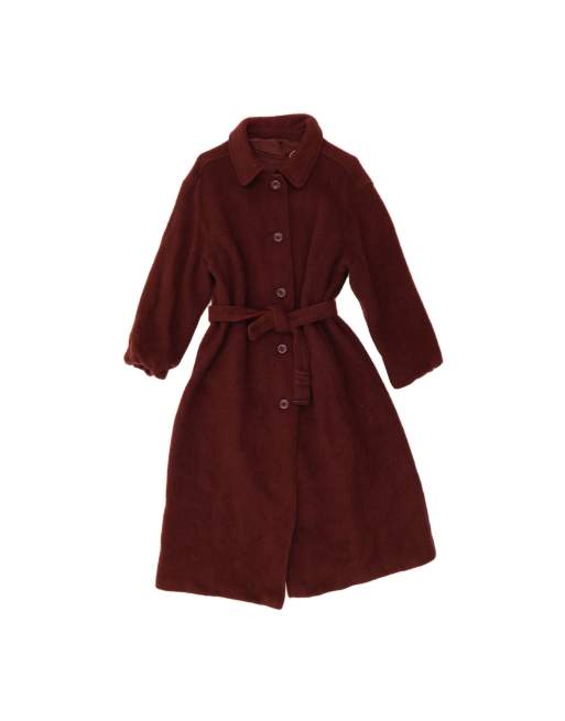 Vintage Overcoat UK 6 XS In Burgundy