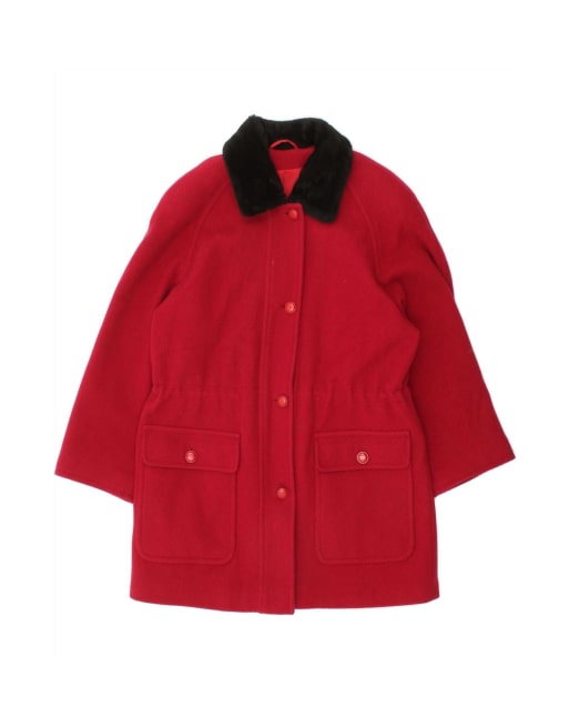 Vintage Overcoat US 12 Large In Red Colourblock