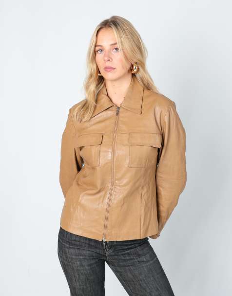 Vintage Overpell S leather jacket in tan - view 1