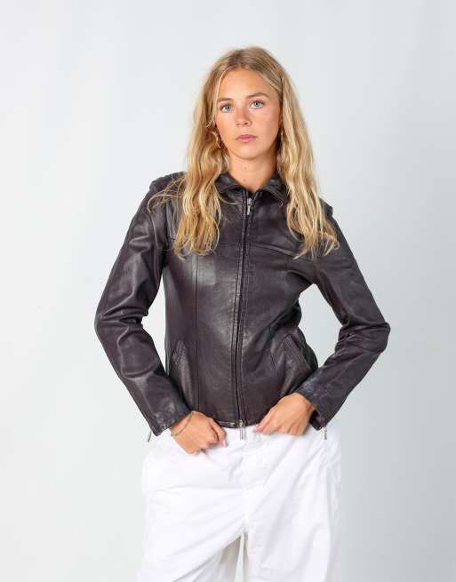 Vintage Overpell XS leather jacket in purple