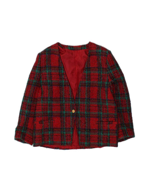 Vintage Oversized 1 Button Blazer Jacket UK Large In Red Check