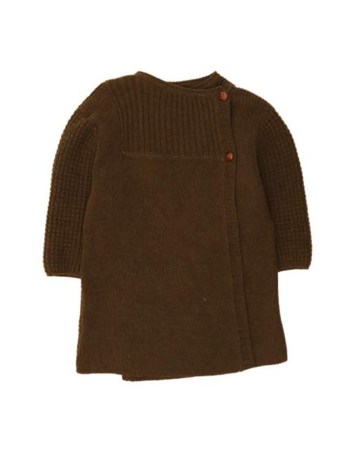 Vintage Oversized 3/4 Sleeve Cardigan Sweater UK 20 2XL In Khaki