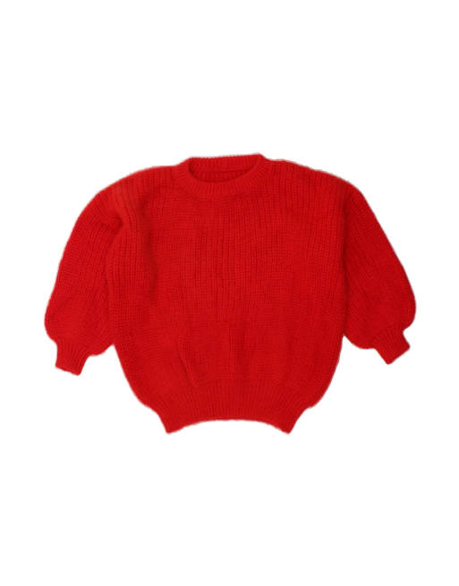 Vintage Oversized 3/4 Sleeve Crew Neck Jumper Sweater UK 18 XL In Red