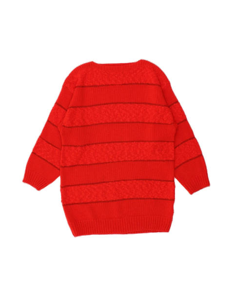 Vintage Oversized Boat Neck Jumper Sweater UK 10 Small In Red Striped - view 1