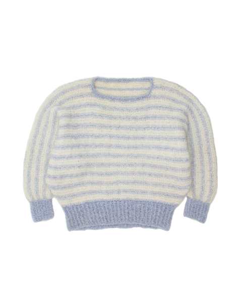 Vintage Oversized Boat Neck Jumper Sweater UK 16 Large In Blue Striped - view 1