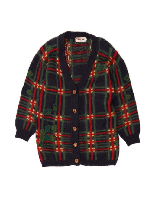 Vintage Oversized Cardigan Sweater It 36 XS In Blue Check