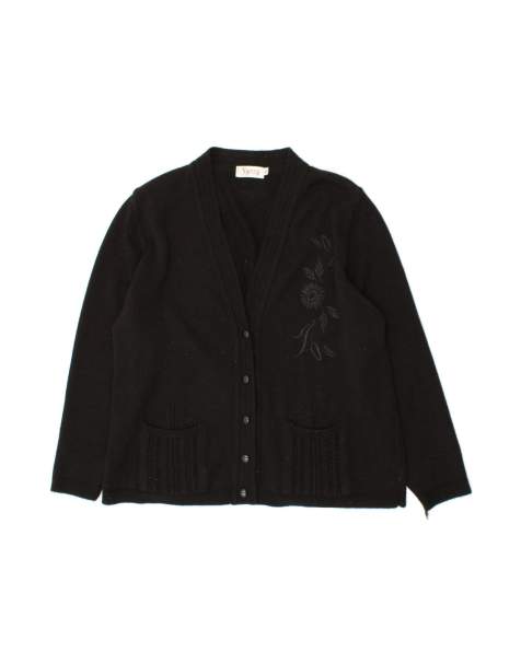 Vintage Oversized Cardigan Sweater UK 18 XL In Black Floral - view 1