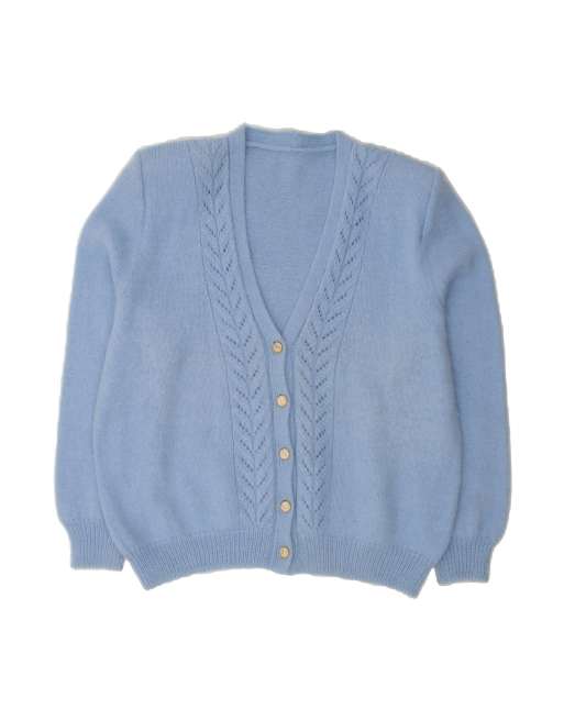 Vintage Oversized Cardigan Sweater UK 18 XL In Blue