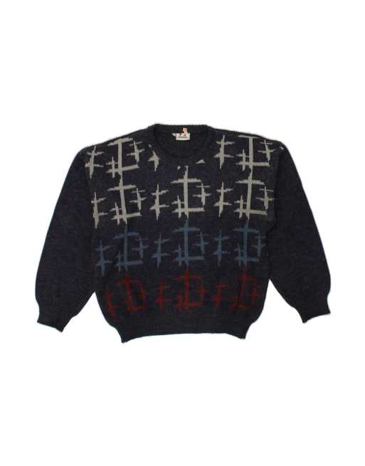 Vintage Oversized Crew Neck Jumper Sweater It 48 XL In Blue