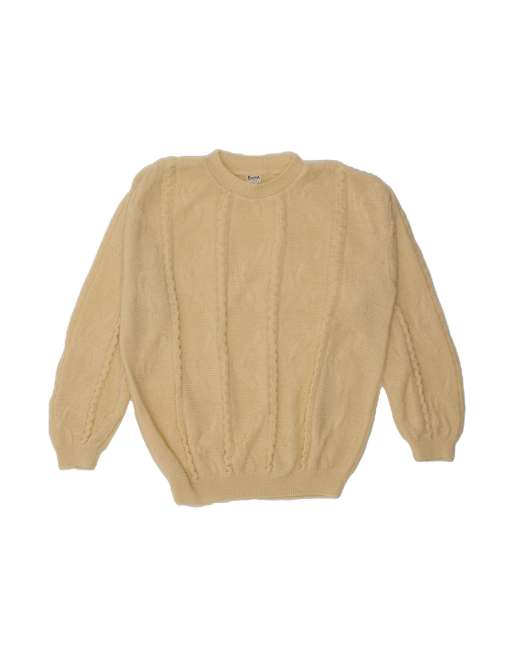 Vintage Oversized Crew Neck Jumper Sweater UK 18 XL In Beige