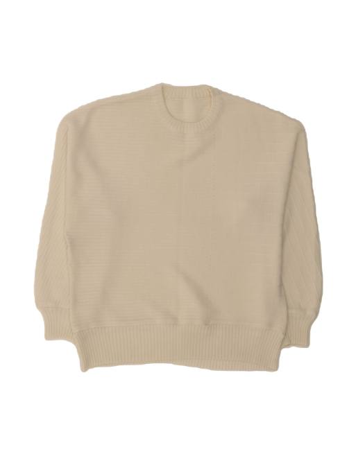 Vintage Oversized Crew Neck Jumper Sweater UK 18 XL In White Striped