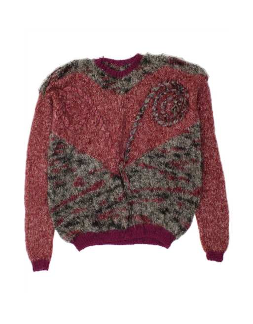 Vintage Oversized Crew Neck Jumper Sweater UK 20 2XL In Pink
