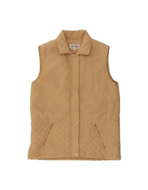 Vintage Oversized Gilet UK 10 Small In Beige