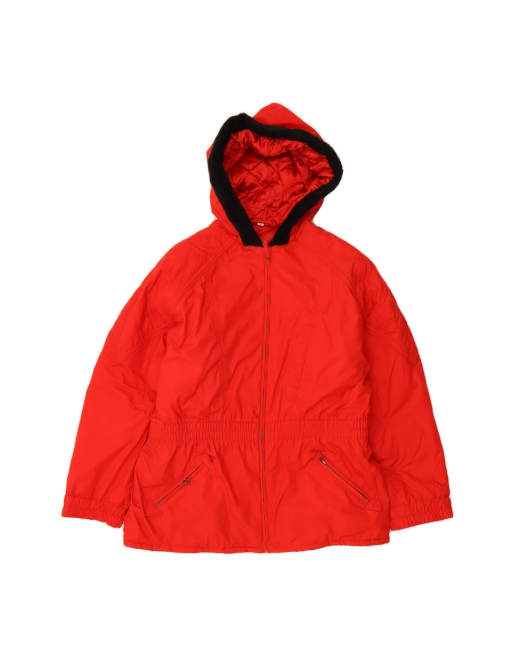 Vintage Oversized Hooded Windbreaker Jacket EU 44 XL In Red