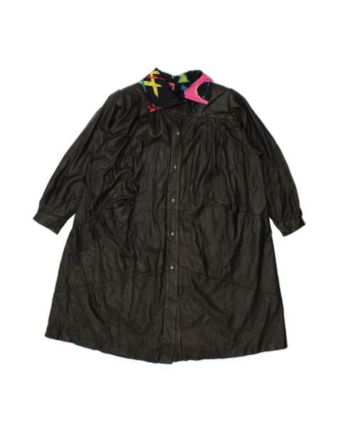 Vintage Oversized Leather Coat UK 18 XL In Black - view 1
