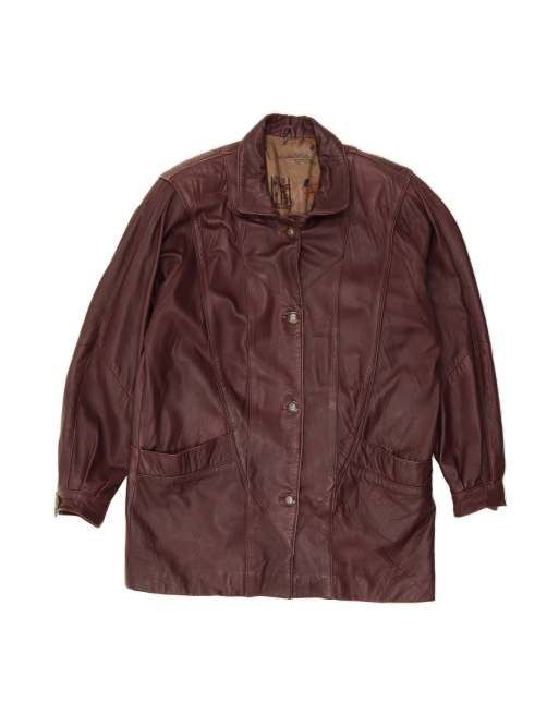 Vintage Oversized Leather Jacket EU 42 Large In Brown