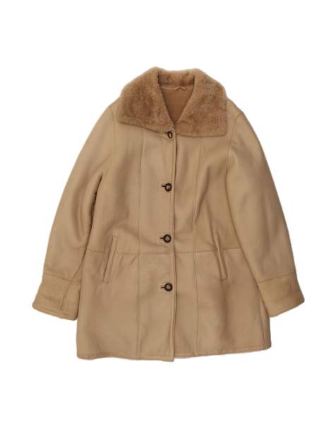 Vintage Oversized Leather Jacket It 36 XS In Beige - view 1