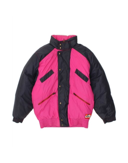 Vintage Oversized Padded Jacket UK 10 Small In Pink Colourblock
