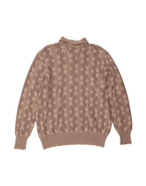 Vintage Oversized Polo Neck Jumper Sweater It 50 XL In Grey Geometric, 2 of 4