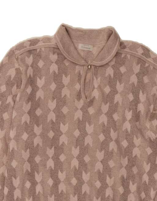 Vintage Oversized Polo Neck Jumper Sweater It 50 XL In Grey Geometric, 3 of 4