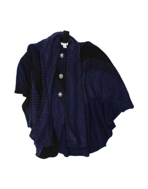 Vintage Oversized Poncho Jumper One Size In Blue Colourblock - view 1