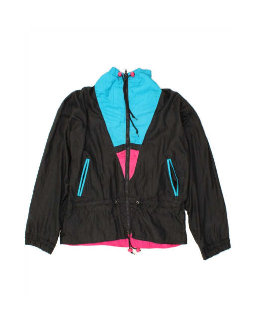 Vintage Oversized Rain Jacket UK 12 Medium In Black Colourblock