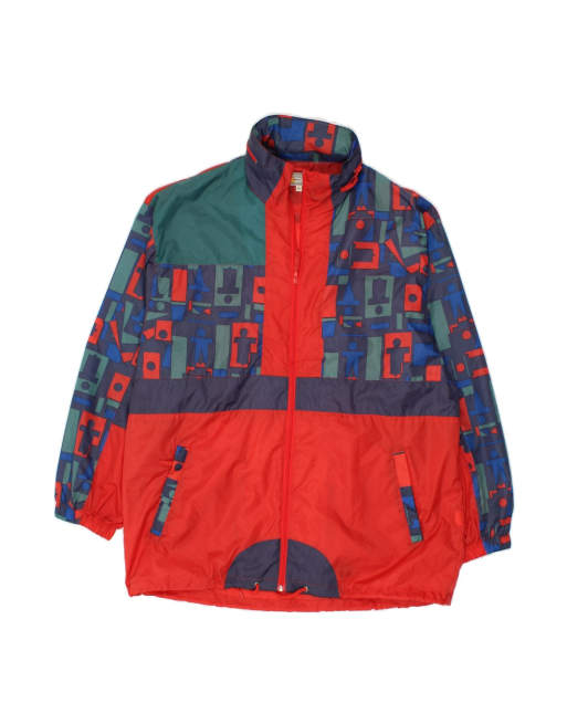 Vintage Oversized Rain Jacket UK 42 XL In Red Colourblock