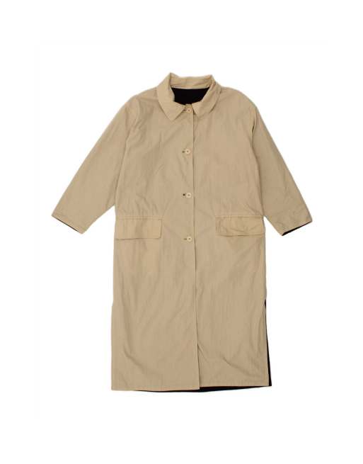 Vintage Oversized Reversible Overcoat UK 12/14 Medium In Beige