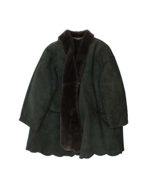 Vintage Oversized Shearling Jacket It 42 Medium In Green Shearling - view 1