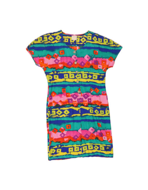 Vintage Oversized Sheath Dress It 44 Medium In Multicoloured Geometric