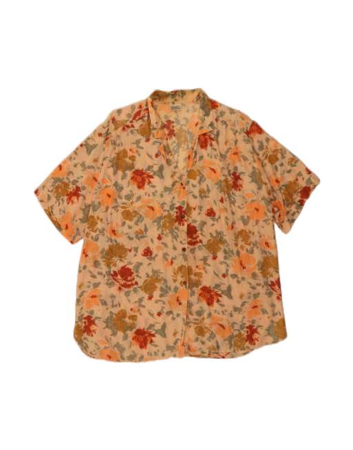 Vintage Oversized Short Sleeve Shirt It 50 XL In Beige Floral