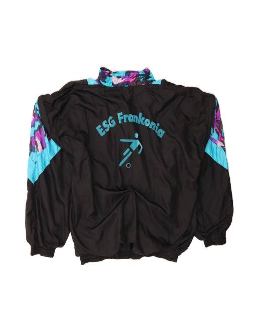 Vintage Oversized Tracksuit Top Jacket UK 18 XL In Black Colourblock, 2 of 4
