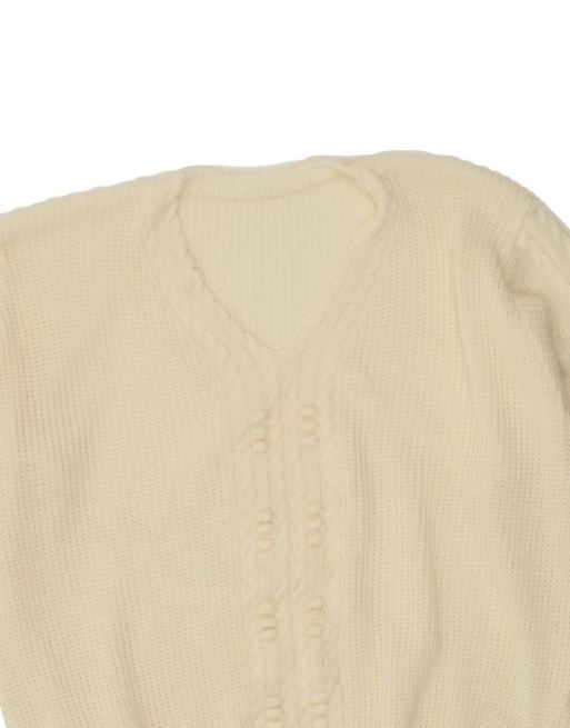 Vintage Oversized V-neck Jumper Sweater UK 20 2XL In Off In White, 3 of 4