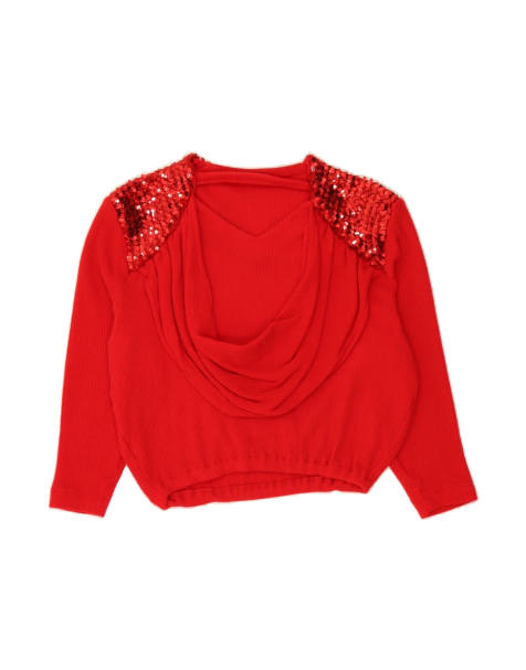 Vintage Oversized V-neck Jumper Sweater UK 20 2XL In Red Wool - view 1