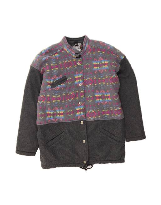 Vintage Oversized Windbreaker Jacket UK 18 XL In Grey Fair Isle