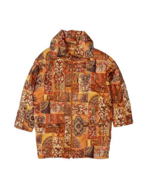 Vintage Oversized Windbreaker Jacket UK 20 2XL In Beige Patchwork
