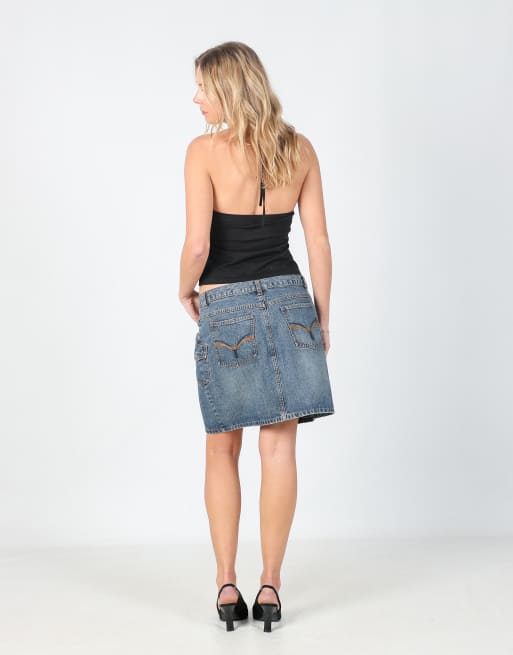 Vintage Oviesse M denim mini skirt in blue, 3 of 4