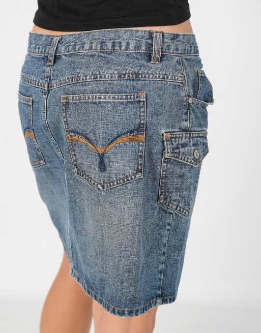 Vintage Oviesse M denim mini skirt in blue, 4 of 4