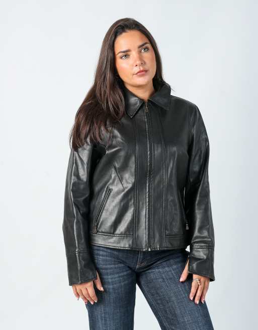Vintage Oviesse S leather jacket in black