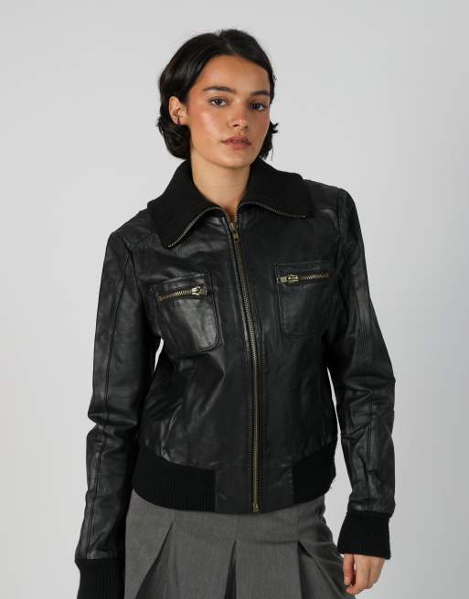Vintage OVS M leather jacket in black, 3 of 4